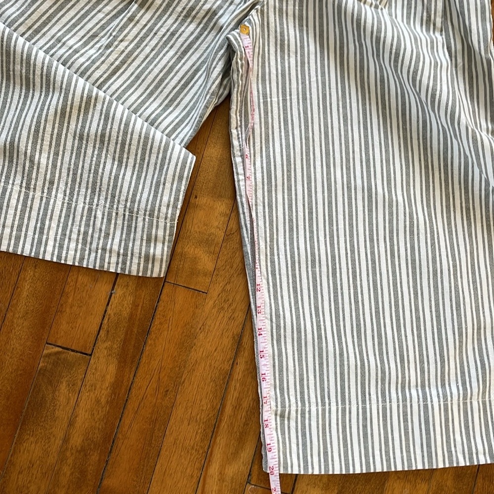 GAP Linen Blend Wide Leg Stripe Cropped Pants Sz 4 - Picture 6 of 8